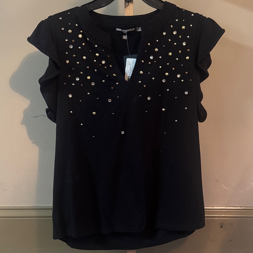 Karl Lagerfeld Black Studded Blouse